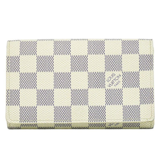 Authentic Louis Vuitton LV Portefeuille Trésor Damier Azure Fold Wallet White
