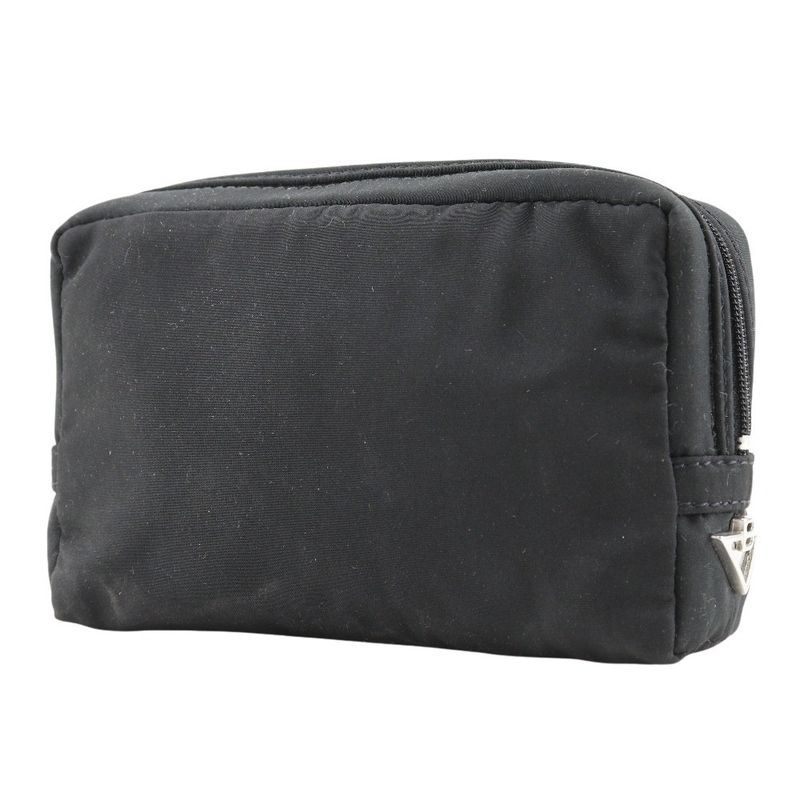 Bottega Veneta Bottega Veneta Triangle Logo Nylon Black Unisex Pouch