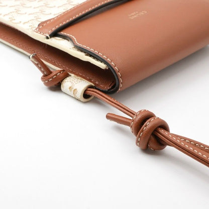 Celine Mobile Smartphone Accessories Leather Brown White Triomphe Logo Phone