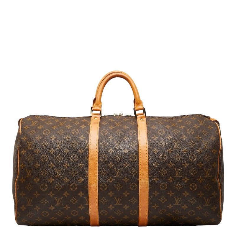Louis Vuitton Monogram Keepall 55 Boston Bag Travel Bag M41424 Brown PVC