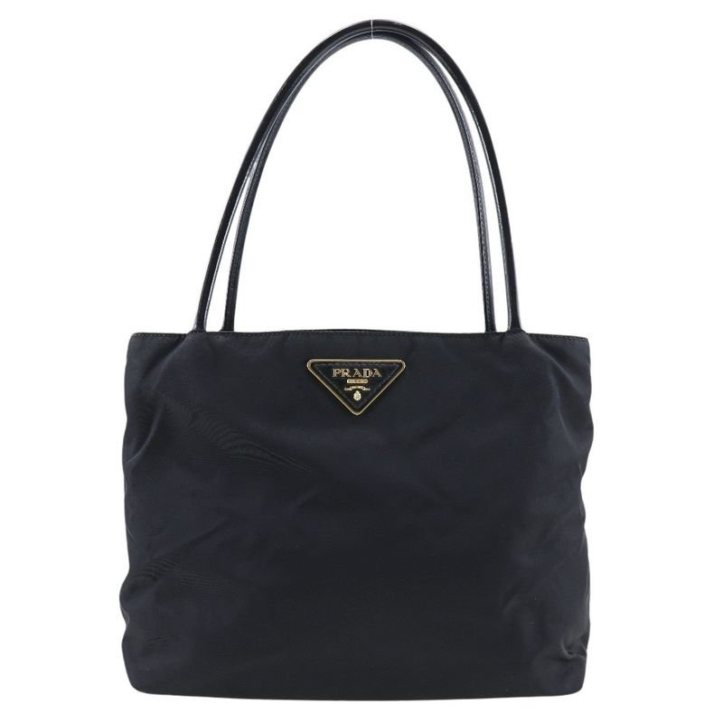 Prada Nylon And Enamel Black Women's Tote Bag