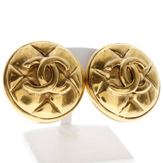 Chanel Coco Mark Matelasse Vintage Gold Plated Gold Ladies 18.0g Earrings