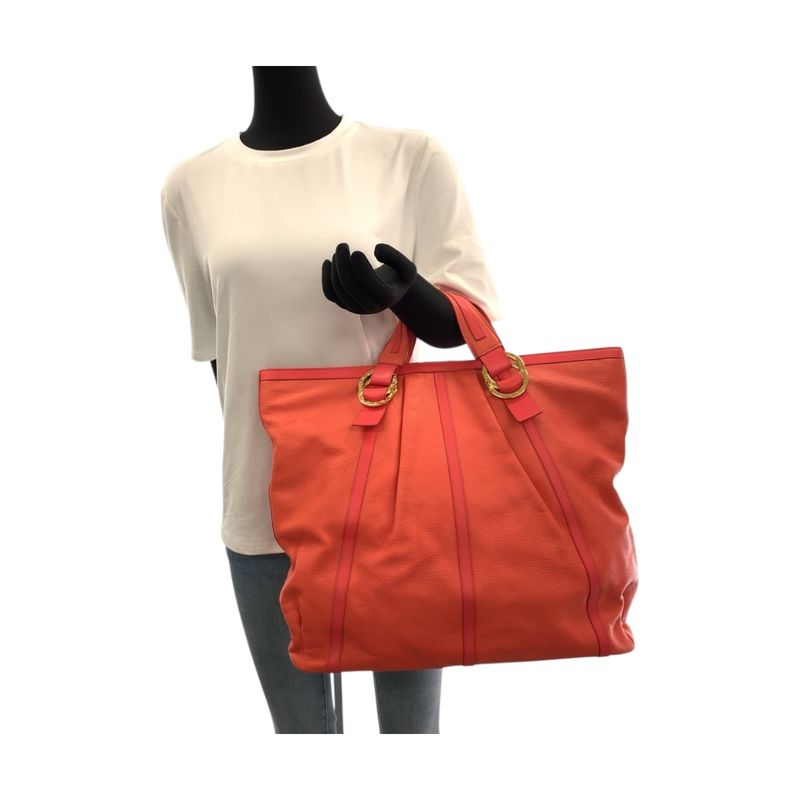 Bvlgari Chandra Pink Gold Hardware Leather Tote Handbag Women 505185