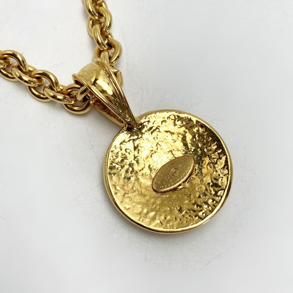 Chanel Cocomark Round Necklace 94p Gold Plated Vintage
