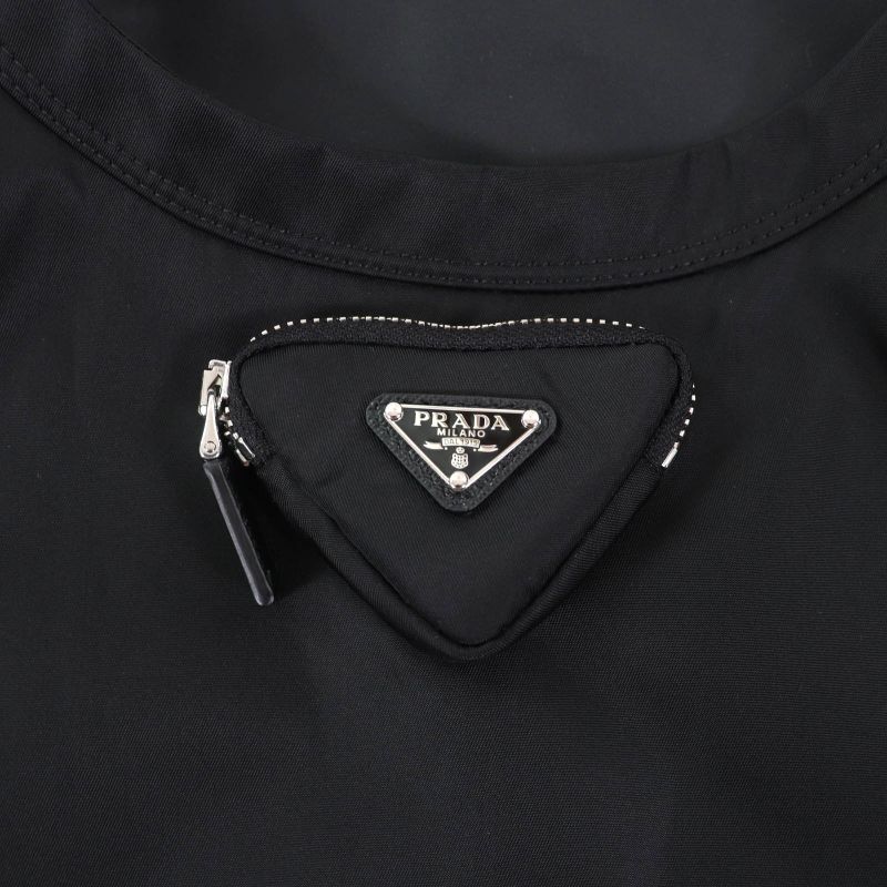 Prada 2023 230701 Re-nylon Triangle Logo Sleeveless Mini Dress Black 40 Made In