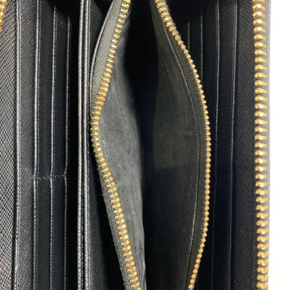 3347 Prada Saffiano Metal Saffiano Metal Round Zipper Long Wallet 1ml506 Black