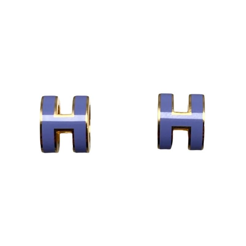 Hermes Earrings Pop Ashe Mini H608002f11 H Logo Lila Purple Gold Boucles
