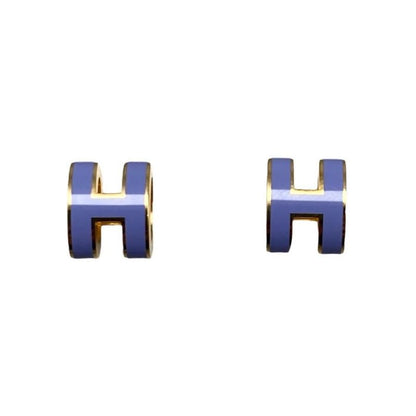 Hermes Earrings Pop Ashe Mini H608002f11 H Logo Lila Purple Gold Boucles
