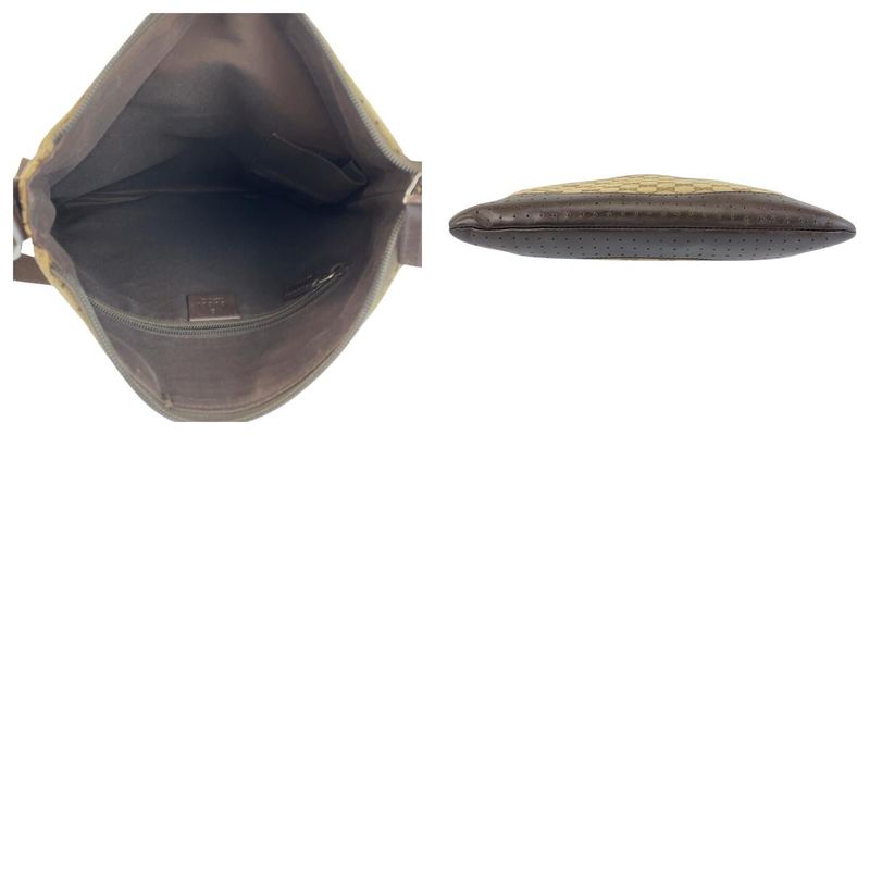 Gucci Beige Brown Silver Hardware GG Canvas/leather 145857 Shoulder Bag