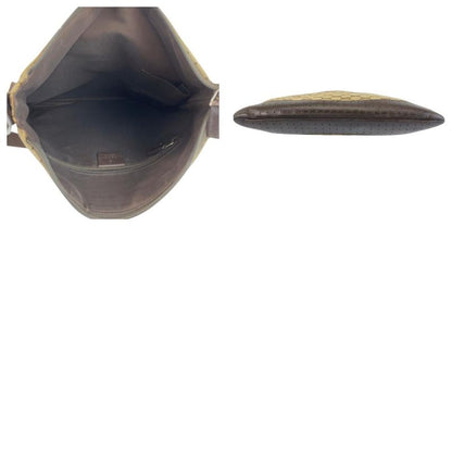 Gucci Beige Brown Silver Hardware GG Canvas/leather 145857 Shoulder Bag