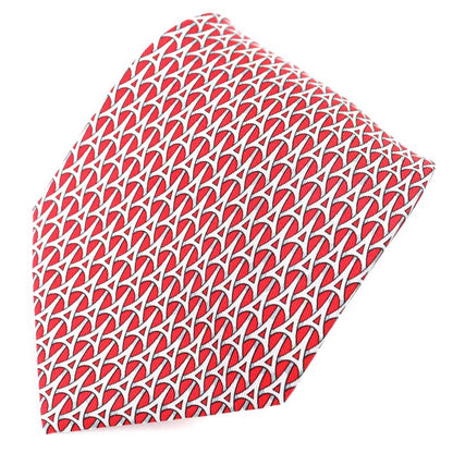 Hermes 5265 SA 100% Silk Geometric Pattern All-over Design Cravat Tie Red With