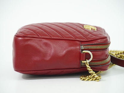 Authentic Gucci GG Marmont Shoulder Bag Pochette Leather Red 550155 Bag