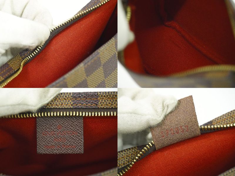 Authentic Louis Vuitton LV Trousse Makeup Damier Ebène Accessory Pouch Handbag