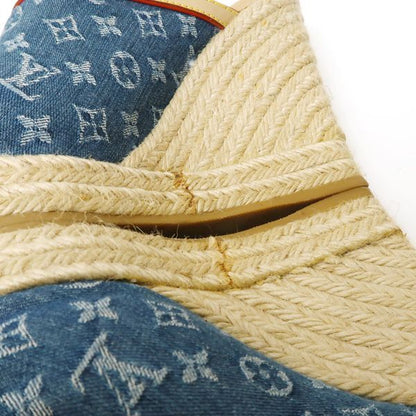 Louis Vuitton Monogram Denim Wedge Sole Sandals 36 Espadrilles Louis Vuitton