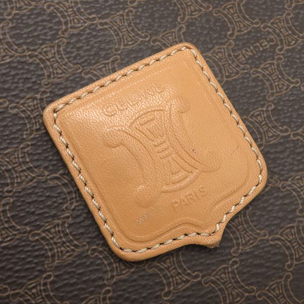 Celine Shoulder Bag Macadam PVC Leather Brown Gold Hardware Brown