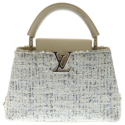 Louis Vuitton Capucines BB 2-Way Shoulder Bag White Tweed Leather