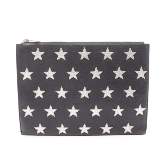 Saint Laurent Paris Clutch Black Leather Star