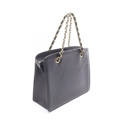 Chanel Handbag CC Logo Black Leather Turnlock Chain — view 2