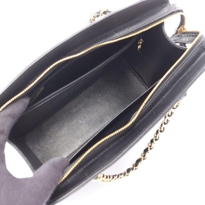 Chanel Handbag CC Logo Black Leather Turnlock Chain — view 3