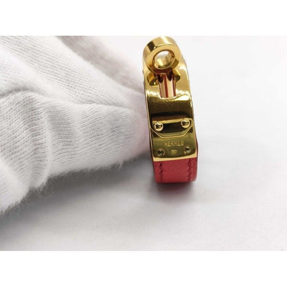Hermes Scarf Ring Kelly Gold Red Leather — view 9
