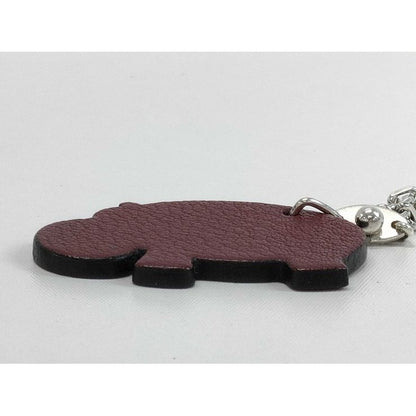 Hermes Bag Charm Hippopotamus Brown Red Silver Hardware Leather — view 6
