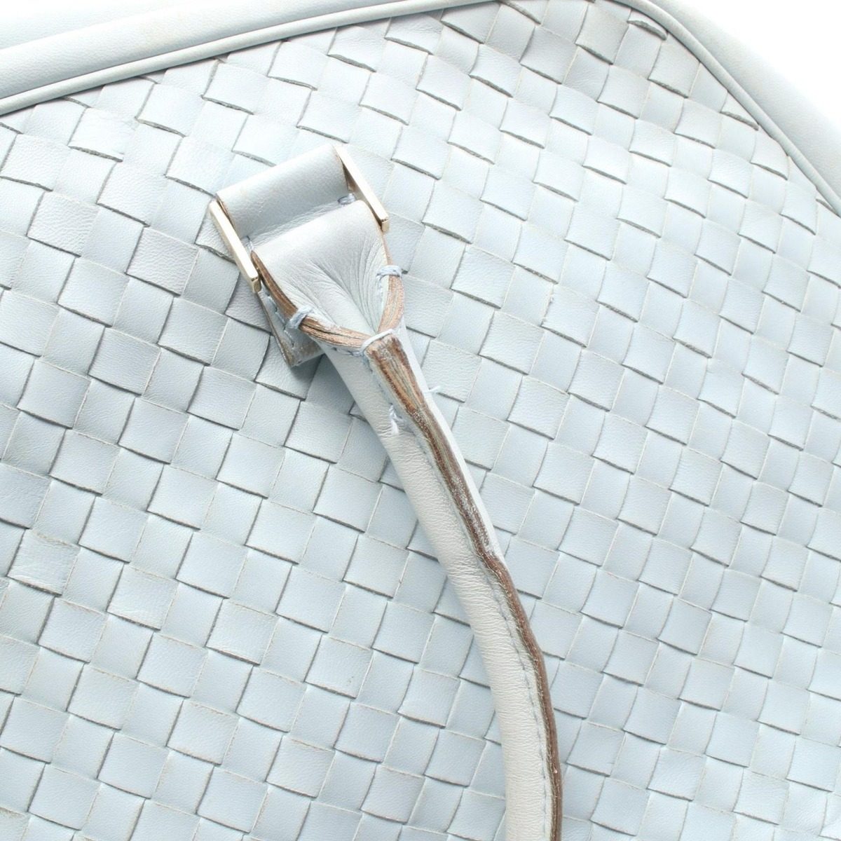 Bottega Veneta Boston Bag Intrecciato Light Blue Leather — view 13