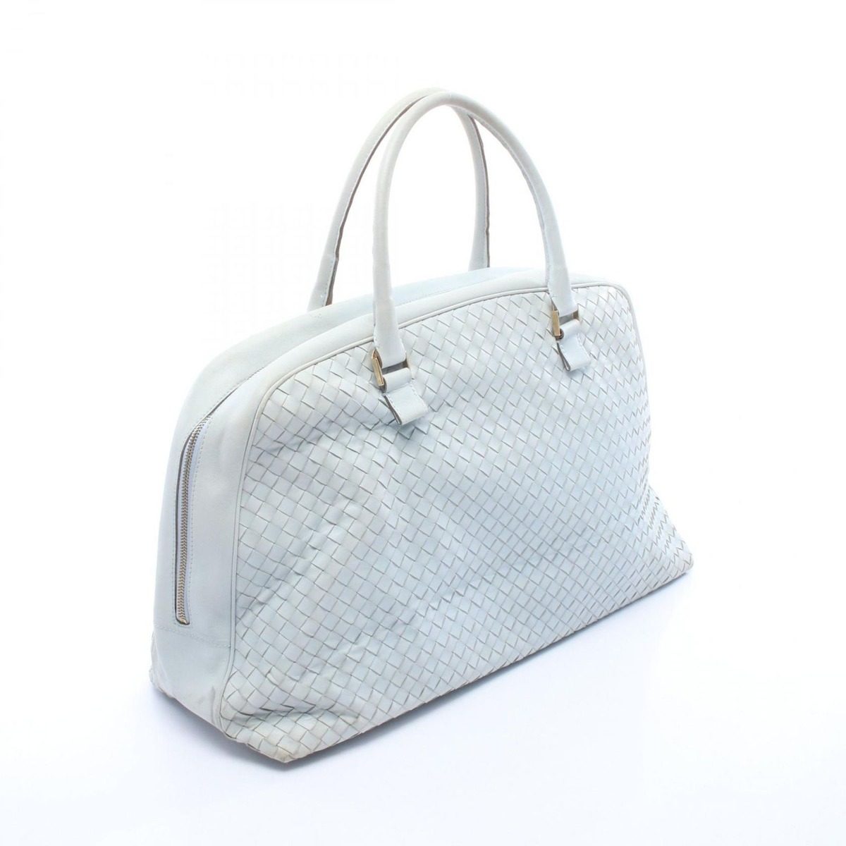 Bottega Veneta Boston Bag Intrecciato Light Blue Leather — view 2
