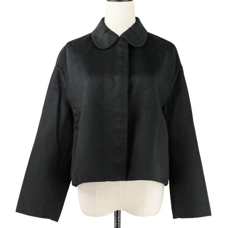 Prada Virgin Wool Angora Round Collar Rebel Jacket 42 Black