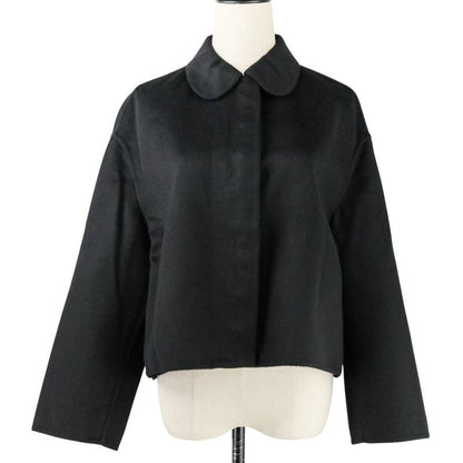 Prada Virgin Wool Angora Round Collar Rebel Jacket 42 Black