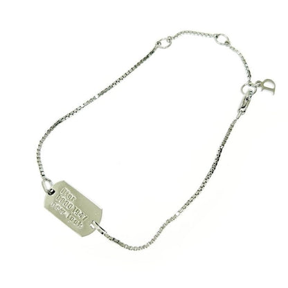 Christian Dior Dog Tag Plate Bracelet Silver