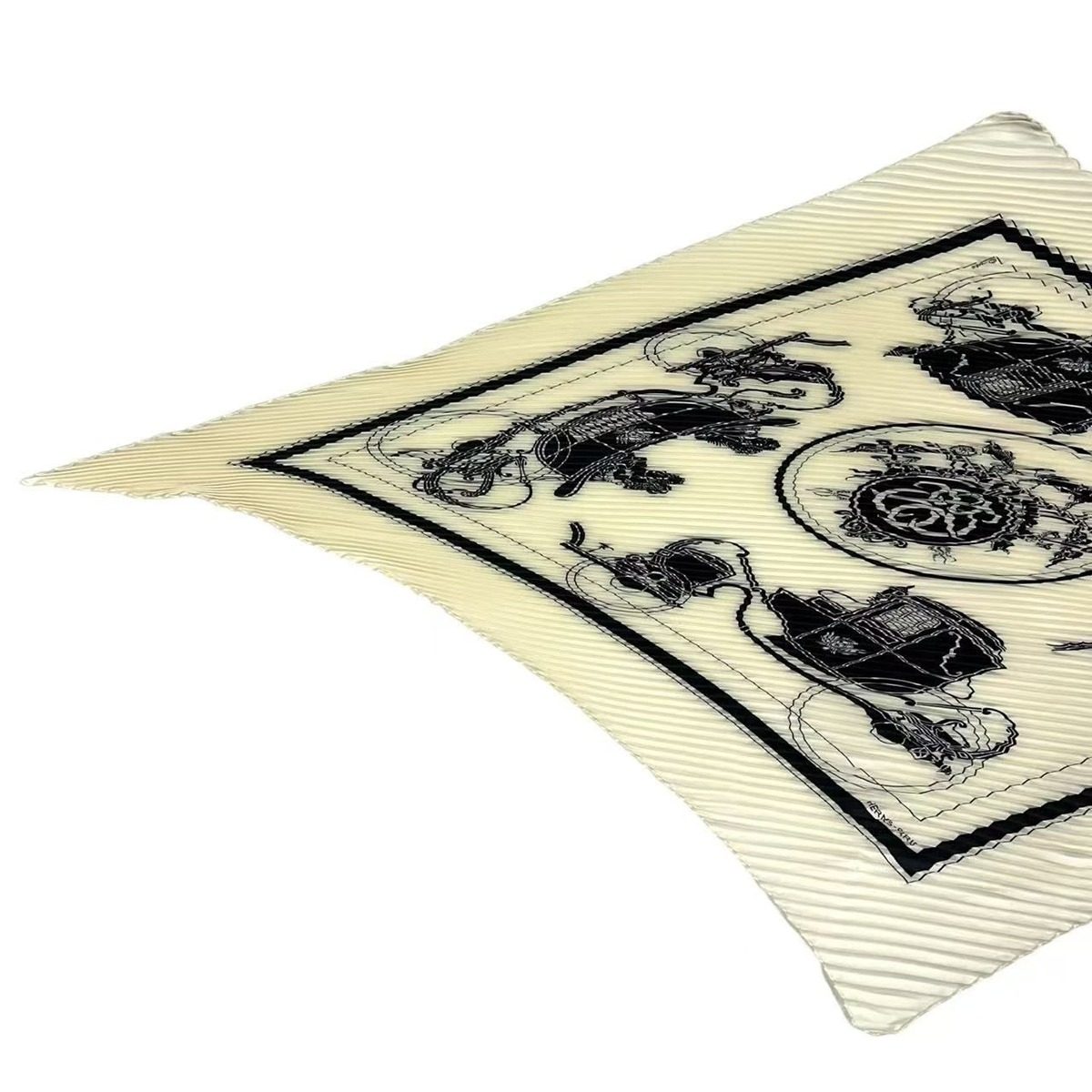 Hermes Scarf Pleats Ex Libris Silk White — view 3