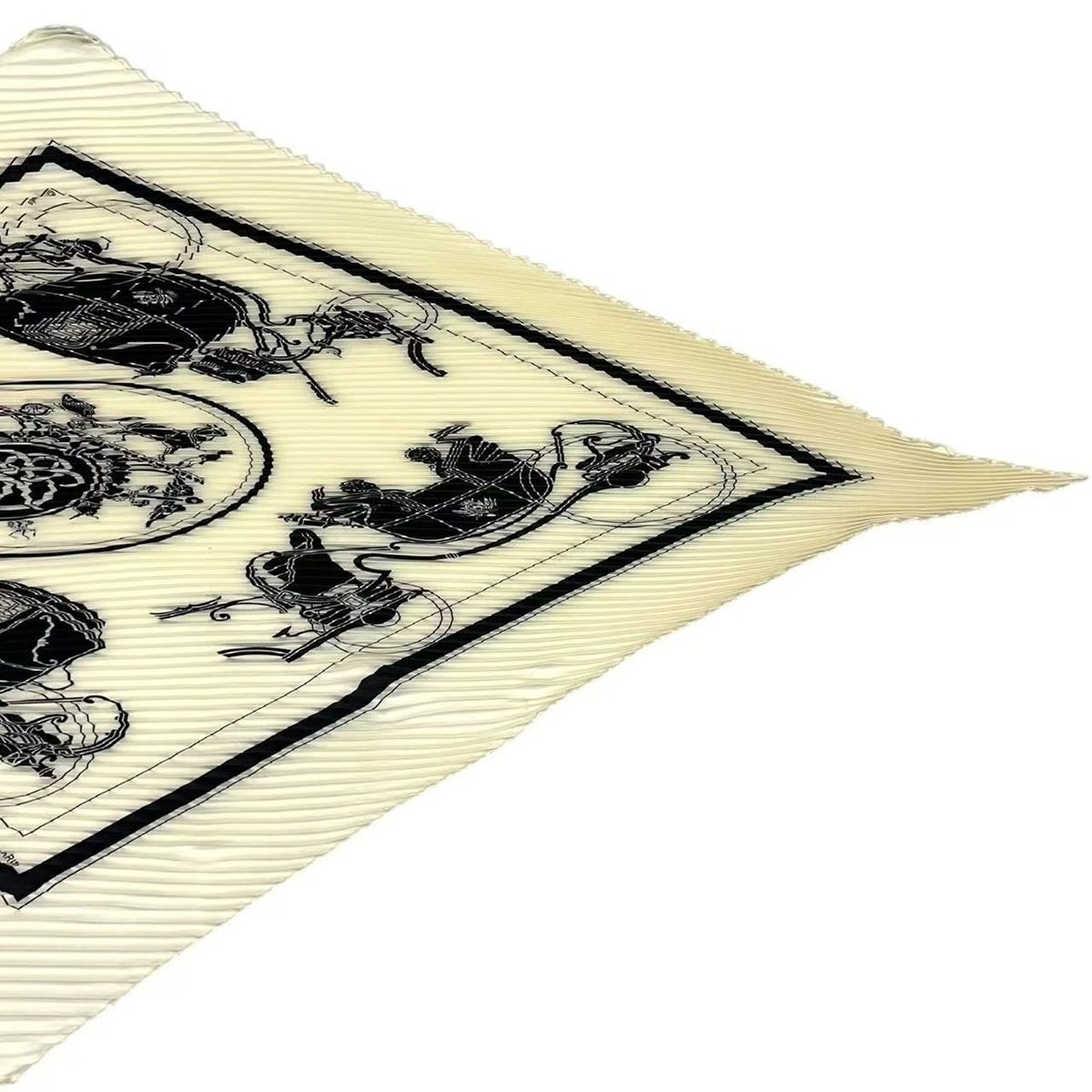 Hermes Scarf Pleats Ex Libris Silk White — view 4