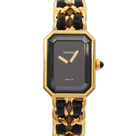 Chanel Premiere S Vintage Watch Black Gold Quartz