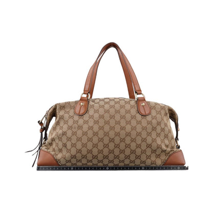 Gucci Cles Brown Canvas Leather Handbag — view 2
