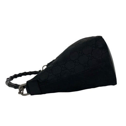 Gucci Bamboo GG Logo Nylon Leather Mini Tote Shoulder Bag Black — view 5