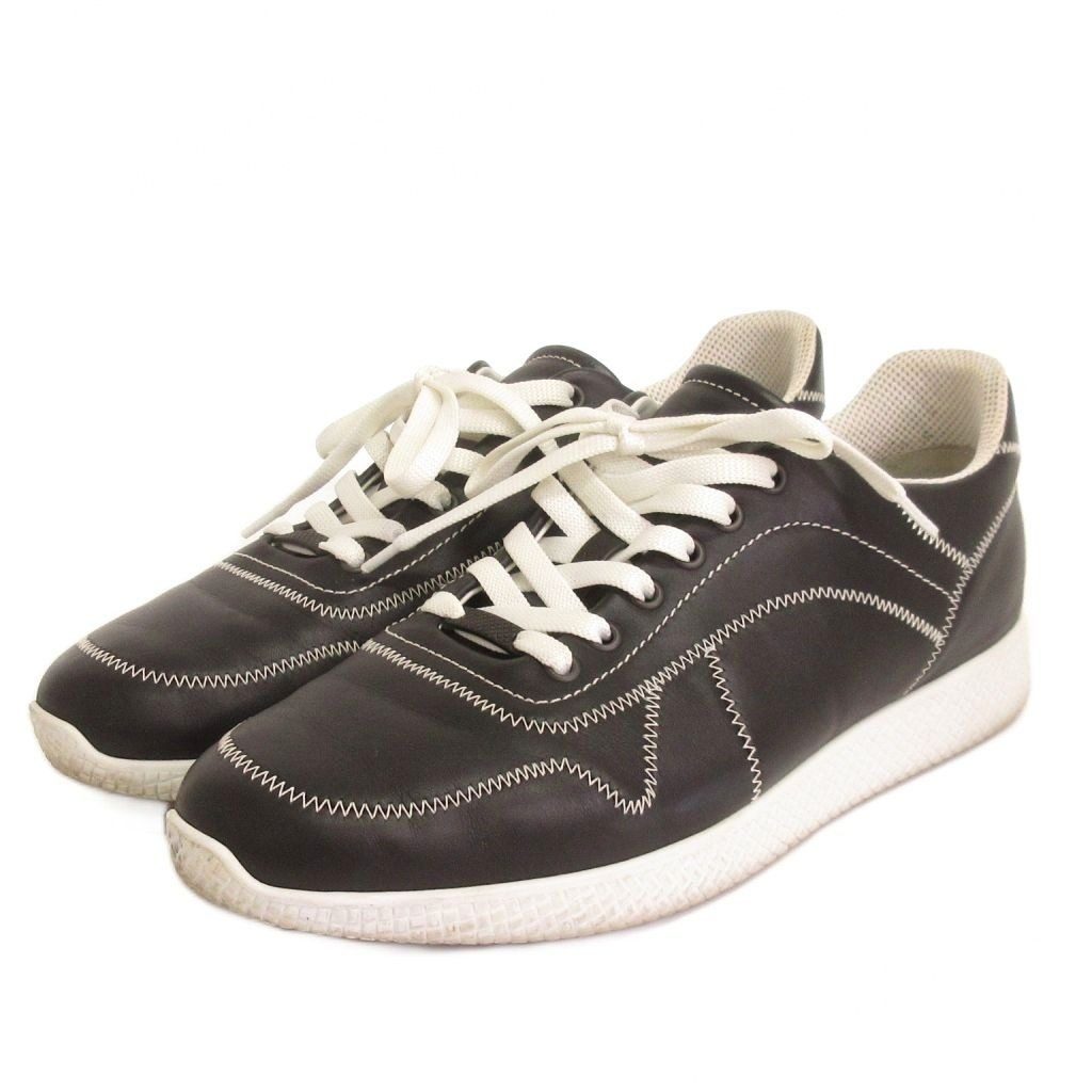 Bottega Veneta Sneakers Low Cut Stitch Leather Black Shoes 42