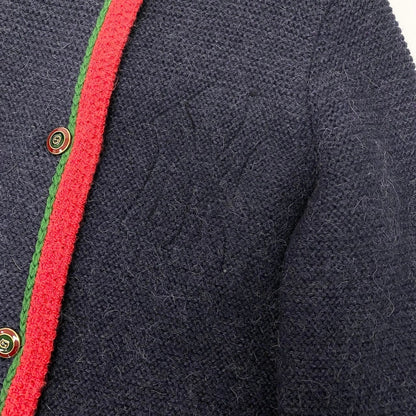 Gucci I NY Yankees Wool Knit Long Cardigan Coat Interlocking Button Navy — view 8