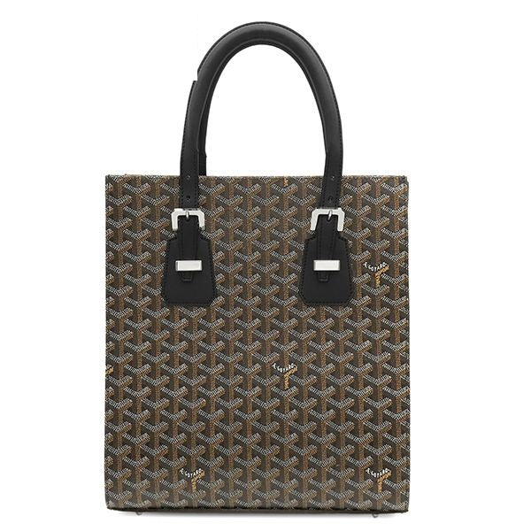 Goyard Tote Bag Comor PM Canvas Leather Black Silver Brown Vertical Herringbone