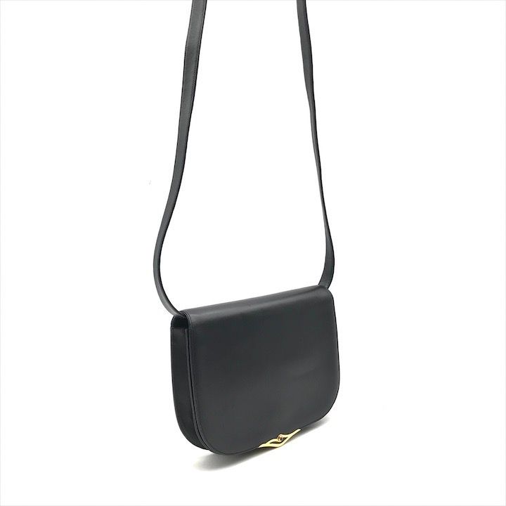 Cartier Sapphire Leather Gold Shoulder Bag Navy Purse