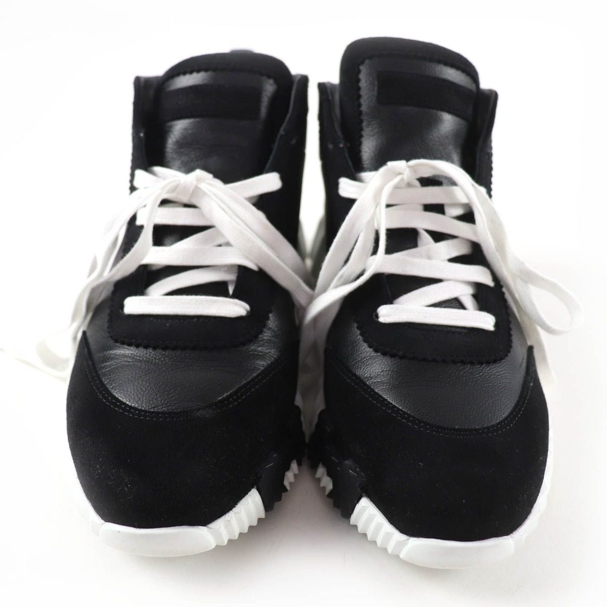 Hermes Hip Hop H Logo Lace Up Leather High Cut Sneakers Black 37 — view 3