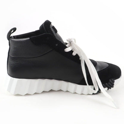 Hermes Hip Hop H Logo Lace Up Leather High Cut Sneakers Black 37 — view 5