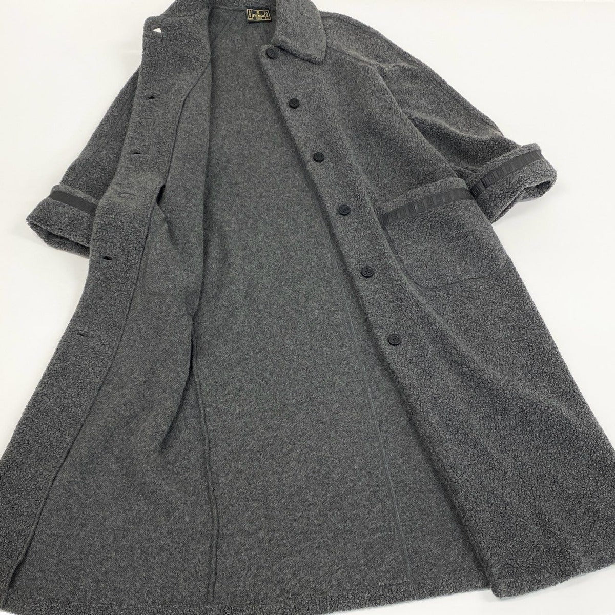 Fendi Vintage Jeans Karakuru Shearling Coat Long 42 — view 5