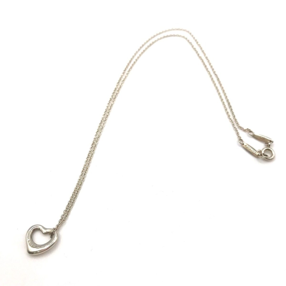 Tiffany & Co Mini Open Heart Pendant Necklace Silver — view 2