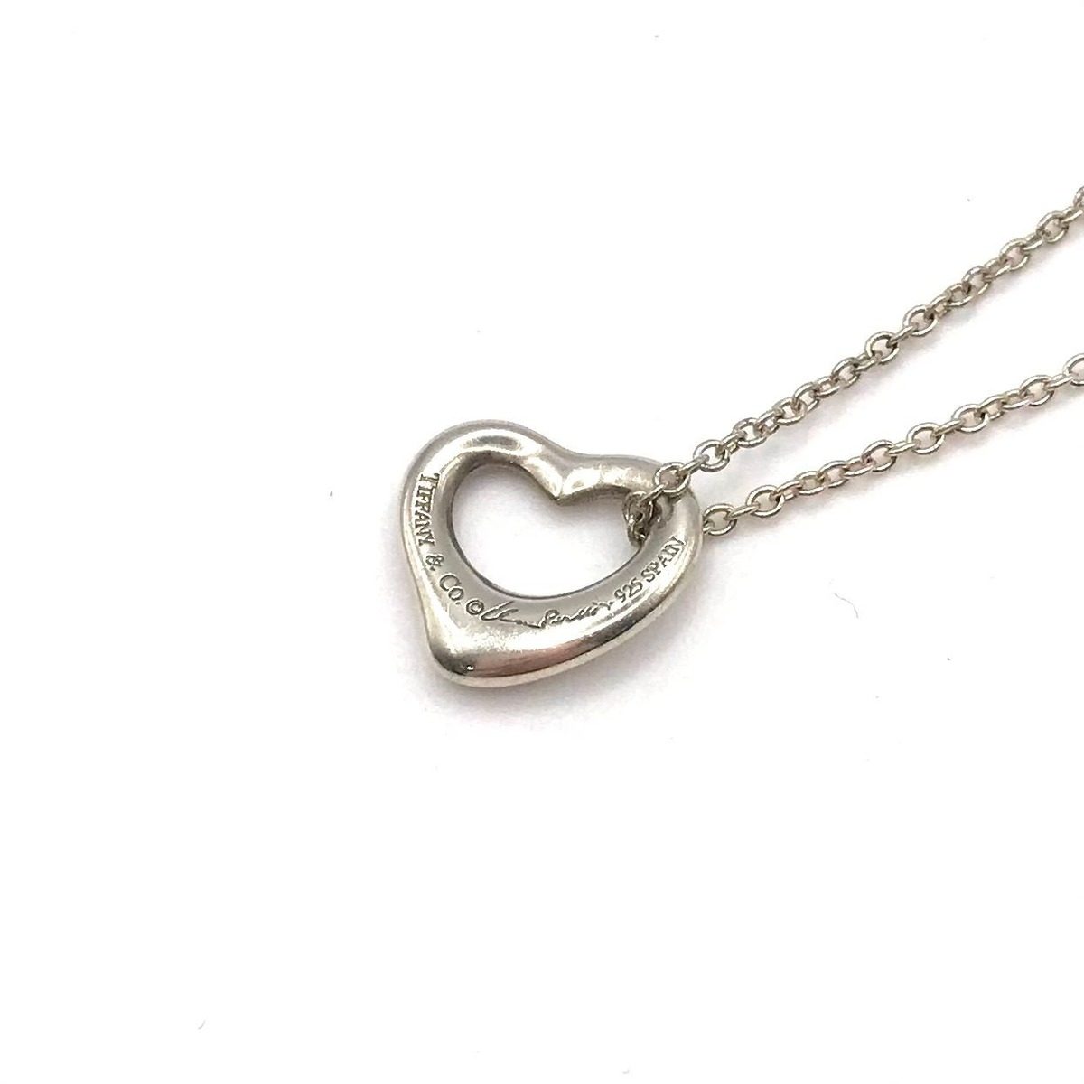 Tiffany & Co Mini Open Heart Pendant Necklace Silver — view 3