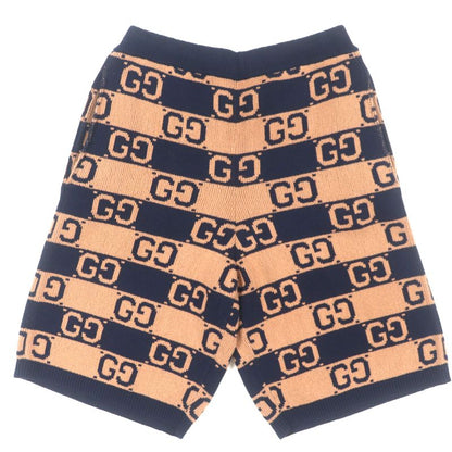  Gucci 752098 GG Cotton Jacquard Knit Half Pants Shorts Brown Navy S Made In