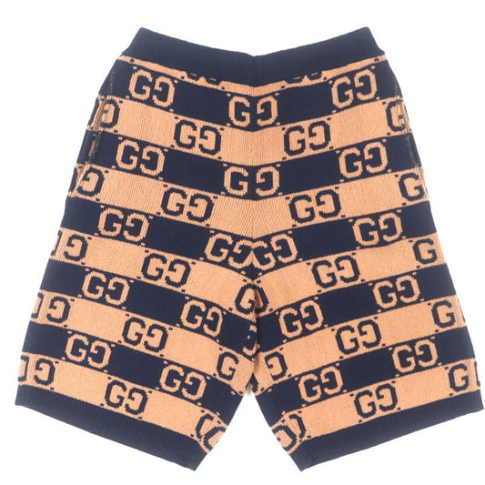  Gucci 752098 GG Cotton Jacquard Knit Half Pants Shorts Brown Navy S Made In