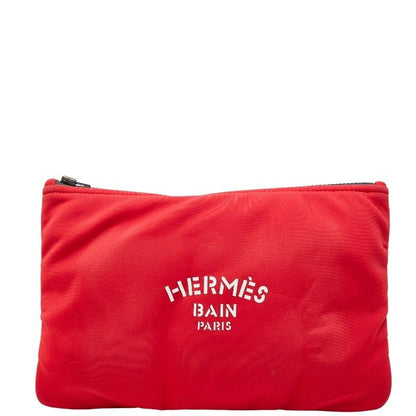 Hermes Neobain Trousse Flat MM Pouch Small Bag Rouge Cazac Red Polyamide Elastan