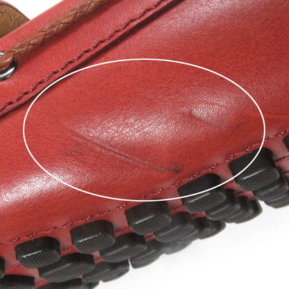 Louis Vuitton LV Logo Hardware Suede Leather Loafers Driving Shoes Red 6.5 Made