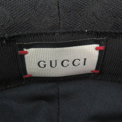 Gucci 576587 GG Canvas Leather Piping Fedora Hat Bucket Hat Black M/58cm