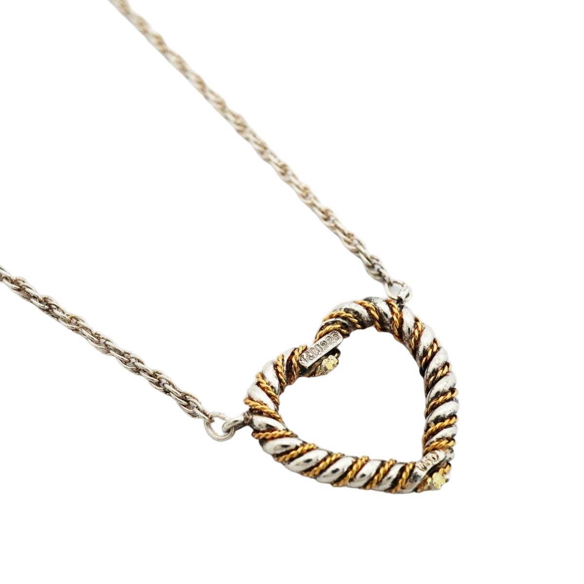 Tiffany & Co Necklace Twist Heart 18k Yellow Gold Silver — view 2